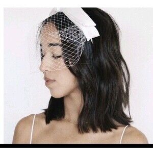 Kristin Ess Hair Veil Headband Bright White Vintage Inspired Bride Bridal New